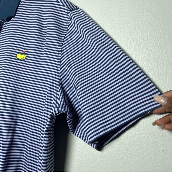 Masters Collection Men Polo Shirt Large Purple Stripe Short Sleeve Performance - Picture 3 of 11